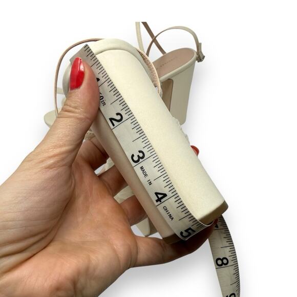 NWOT Loeffler Randall Natalia Pleat Knot Slip On Platform Sandal White 10 Womens - Picture 13 of 15